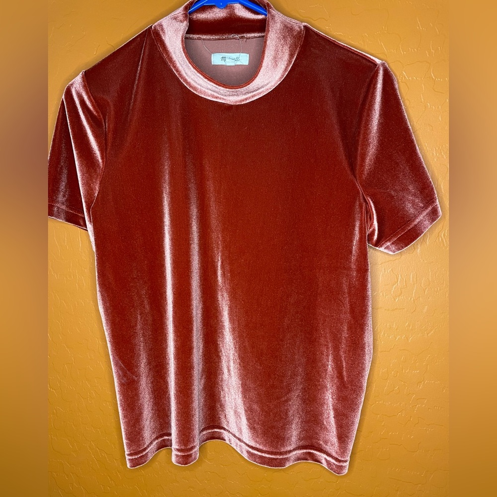 Madewell mock neck velvet top